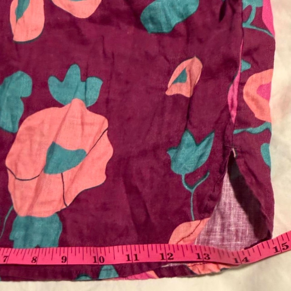 Birds of Paradis Trovata 100% Linen Floral Pull-On Shorts L - Picture 6 of 8